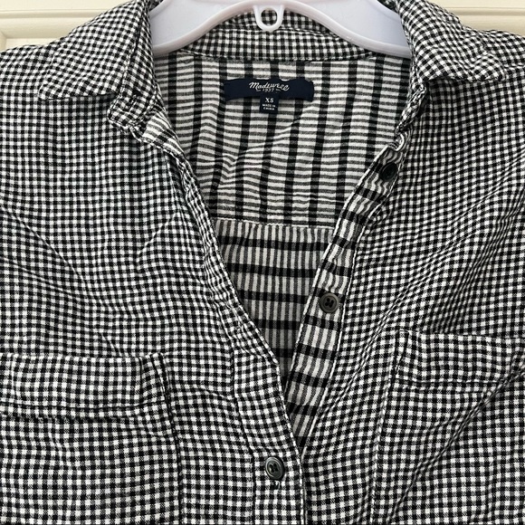 Madewell Black and White Flannel Button Down Shirt - Picture 3 of 4